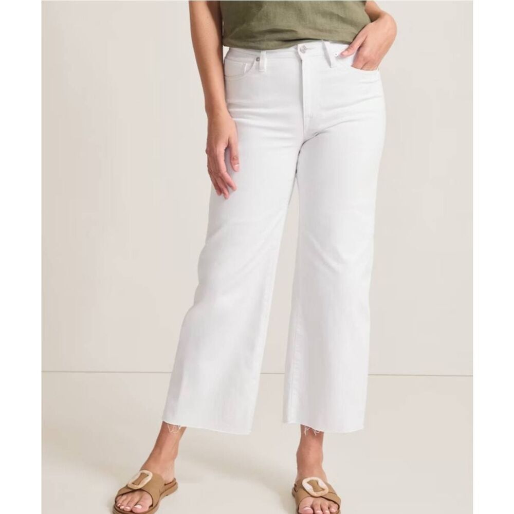 Tommy Bahama‎ Jeans 8 Ella Twill High Rise Cropped Wide Leg White Resort Coastal